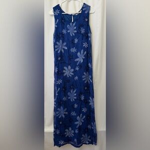 Putumayo Elegant Breezy Blue Floral Maxi Sleeveless Dress
